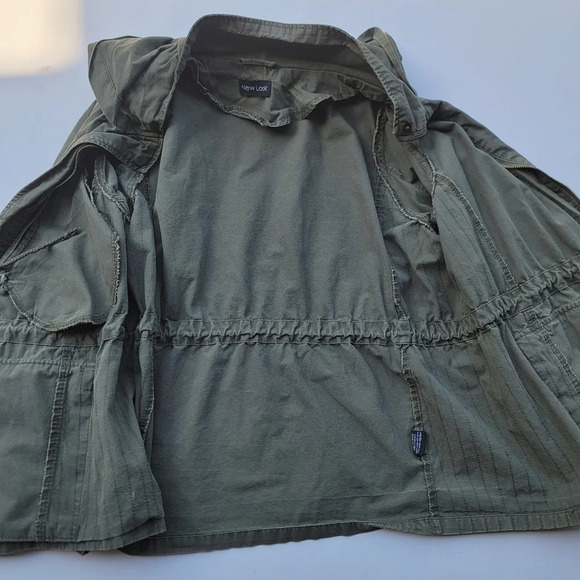 New Look Womens Army Green Anorak Hooded Parka Coat Large - Picture 3 of 12